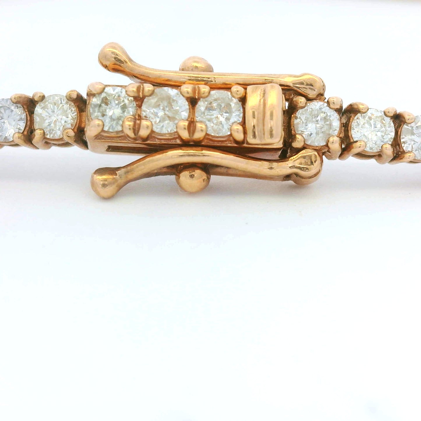 14K Rose Gold Natural 3.32 Carats Round Brilliant Cut Diamond Tennis Bracelet