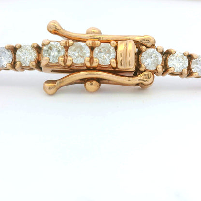 14K Rose Gold Natural 3.32 Carats Round Brilliant Cut Diamond Tennis Bracelet
