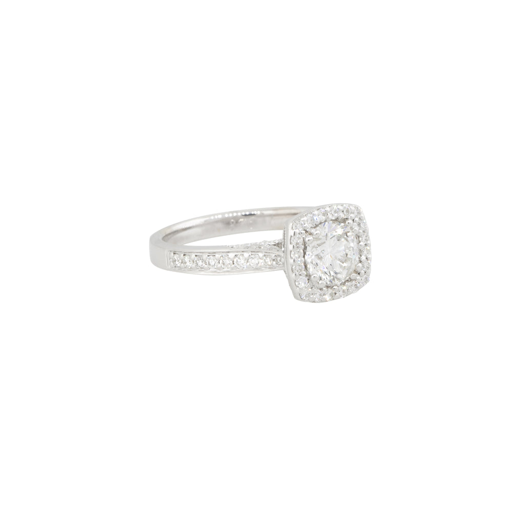 GIA Certified 18k White Gold 1.21ctw Round Brilliant Cut Diamond Engagement Ring