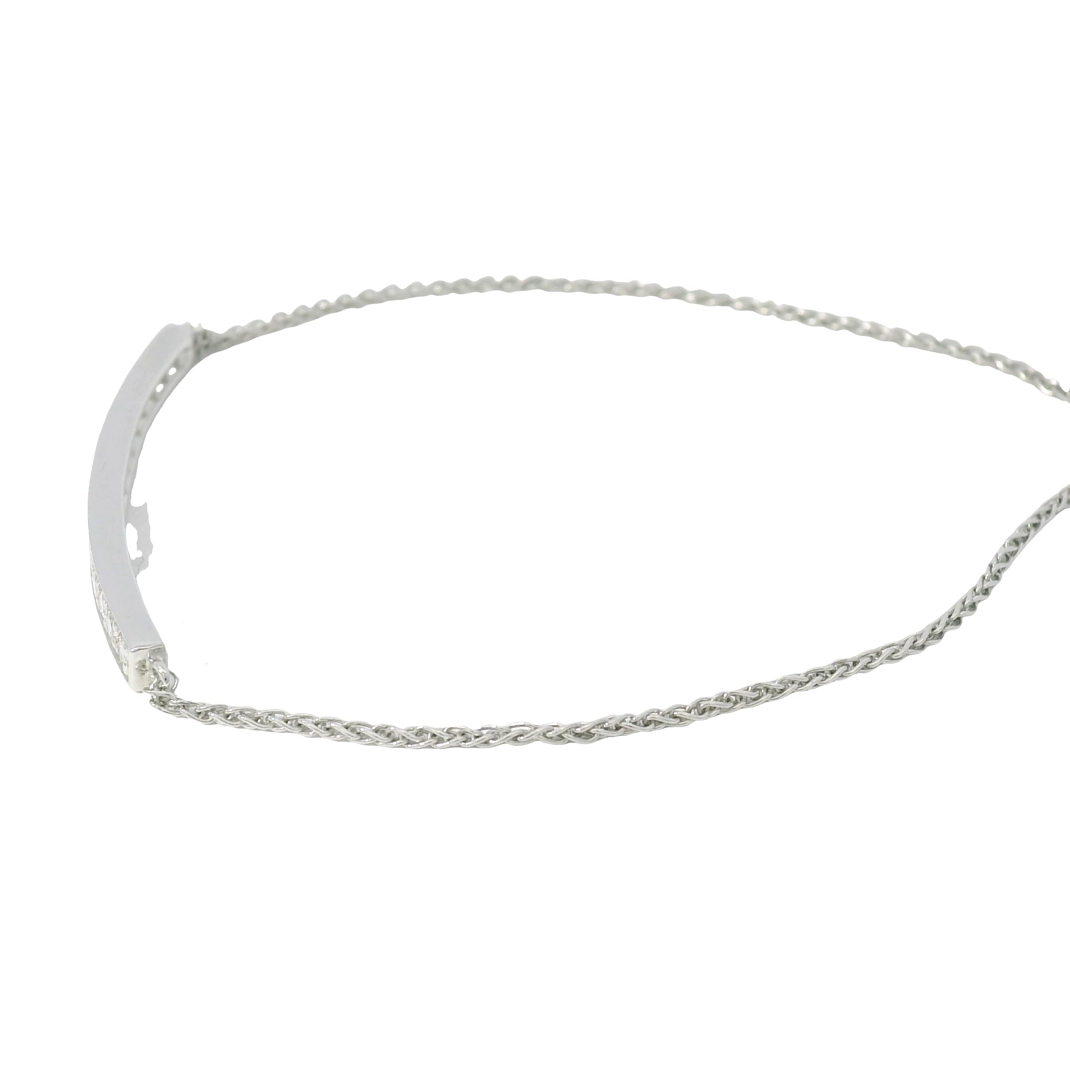 14K White Gold Natural 0.25 Carats Diamond Bar Adjustable Bracelet