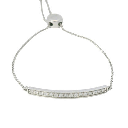 14K White Gold Natural 0.25 Carats Diamond Bar Adjustable Bracelet