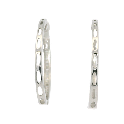 14K White Gold Natural 1.06 Carats Round Brilliant Cut Diamond Hoop Earrings