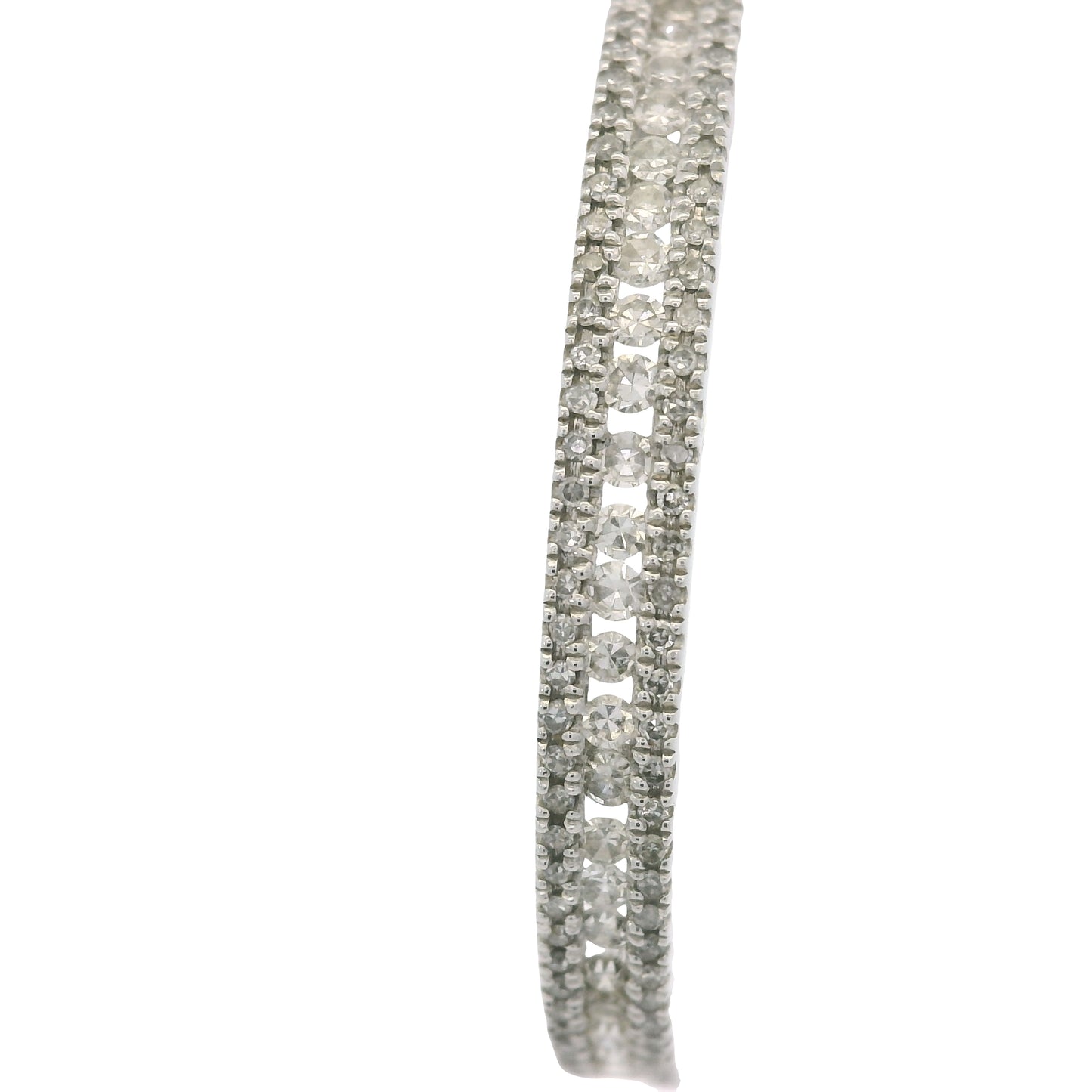 14K White Gold Natural 1.06 Carats Round Brilliant Cut Diamond Hoop Earrings