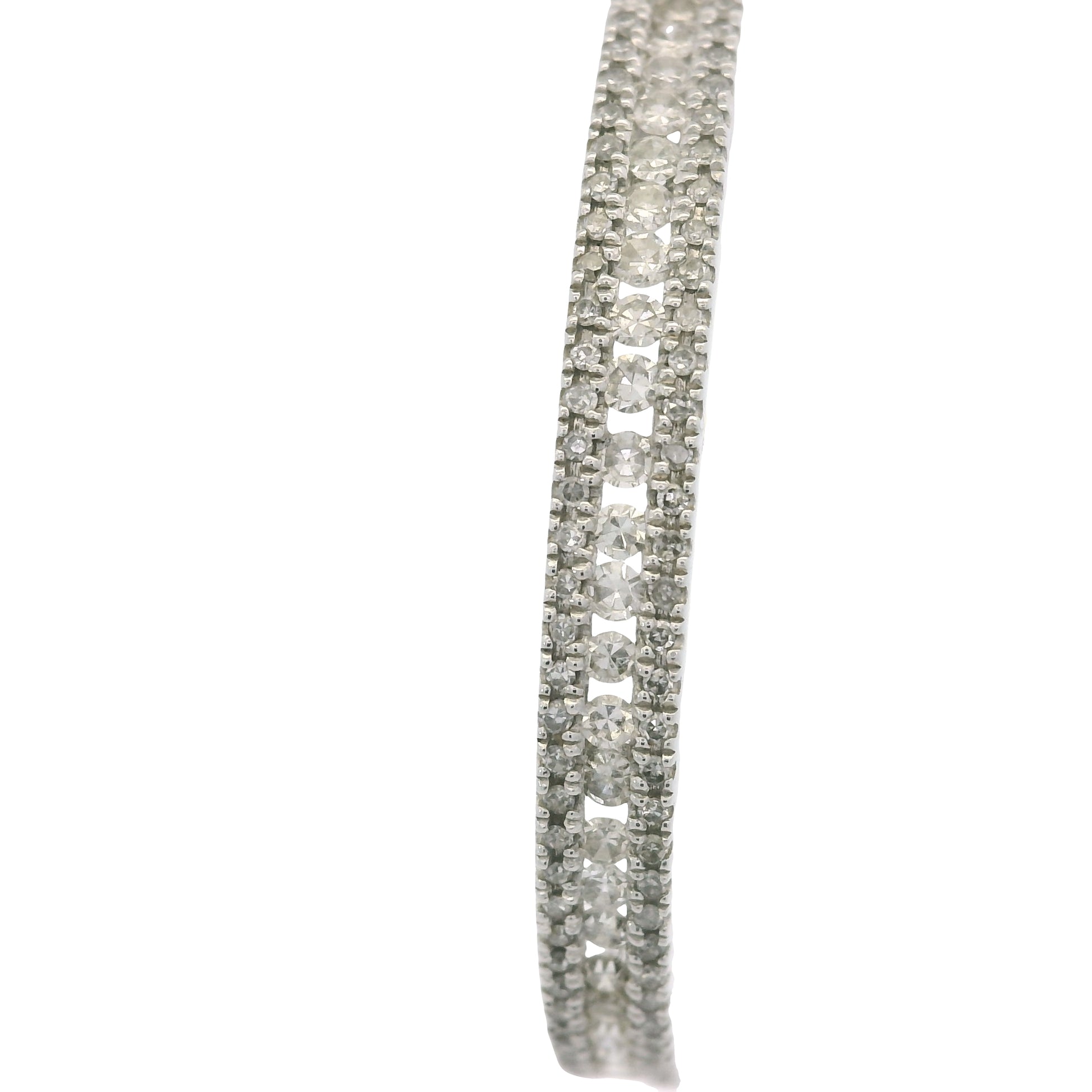 14K White Gold Natural 1.06 Carats Round Brilliant Cut Diamond Hoop Earrings