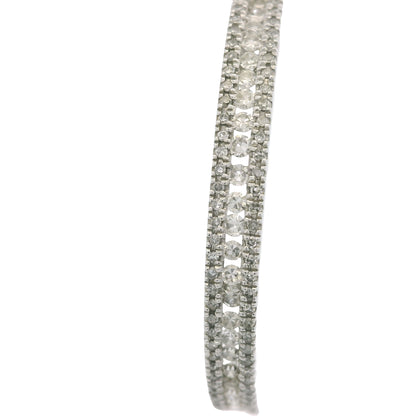 14K White Gold Natural 1.06 Carats Round Brilliant Cut Diamond Hoop Earrings