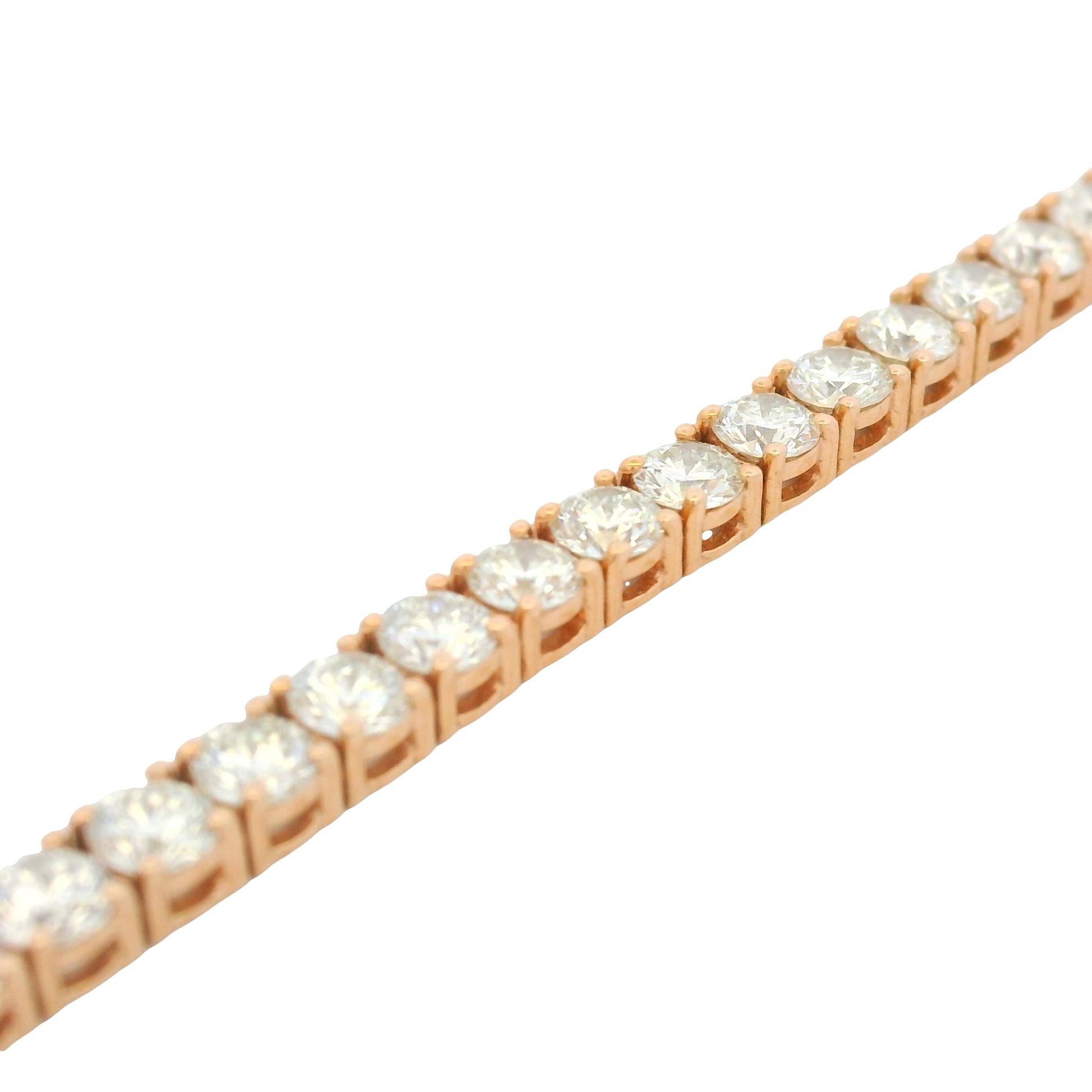 14K Rose Gold Natural Round Brilliant Cut Diamond Tennis Bracelet