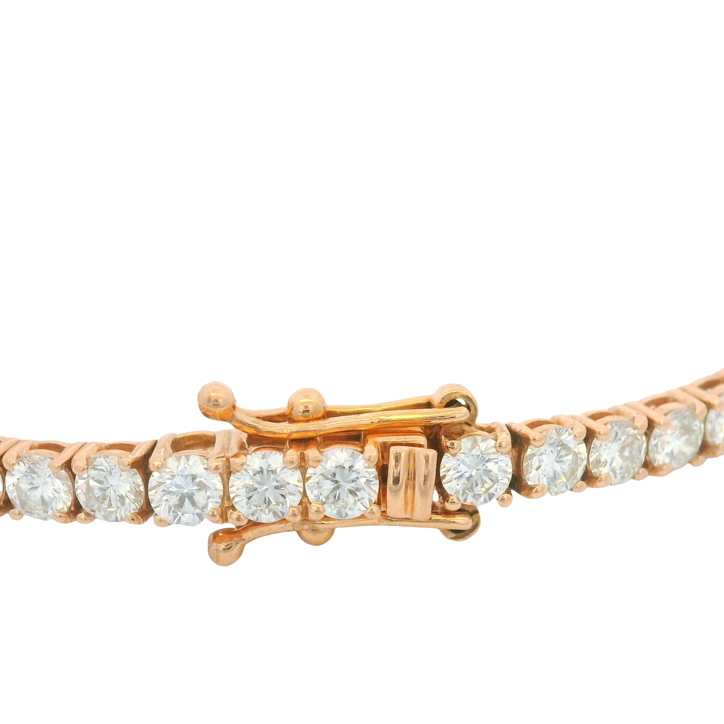 14K Rose Gold Natural Round Brilliant Cut Diamond Tennis Bracelet