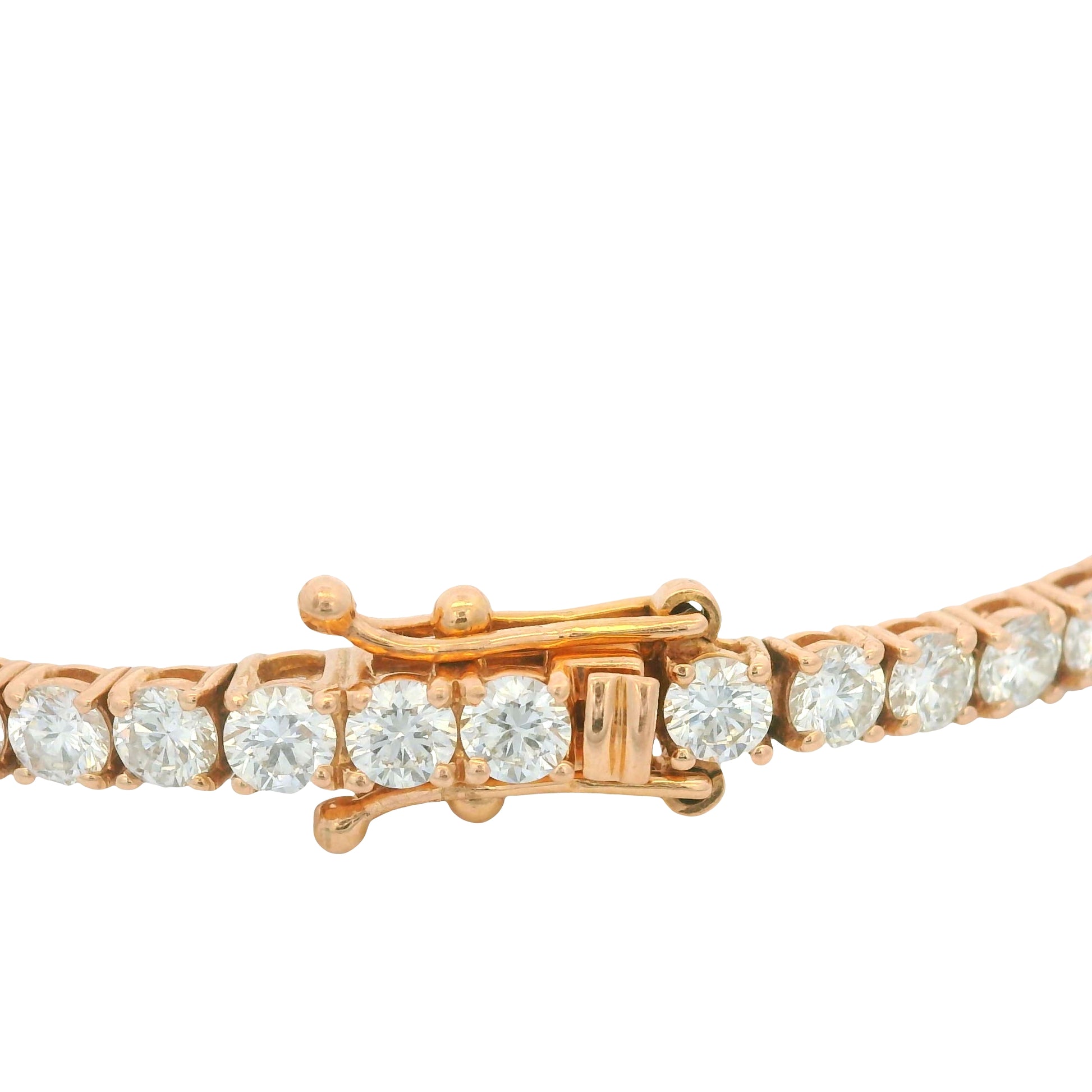 14K Rose Gold Natural Round Brilliant Cut Diamond Tennis Bracelet