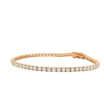14K Rose Gold Natural Round Brilliant Cut Diamond Tennis Bracelet