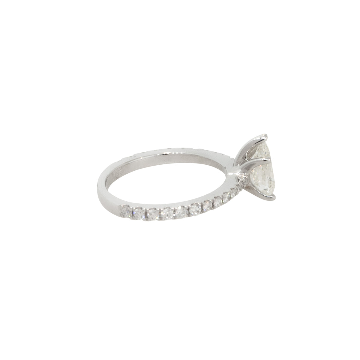 HRD Certified 18k White Gold 1.71ctw Pear Shaped Diamond Engagement Ring