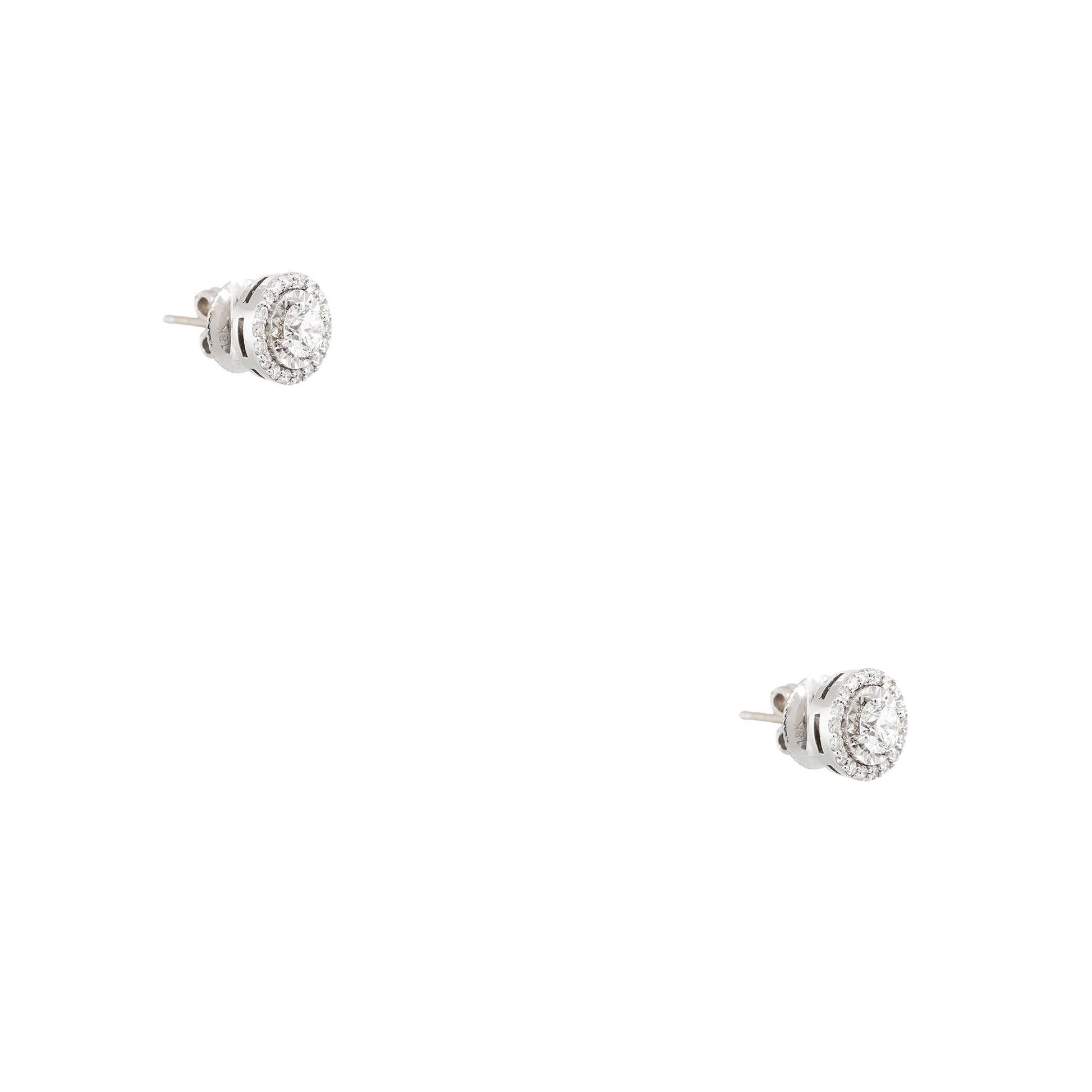 18k White Gold 0.60ctw Diamond Halo Stud Earrings
