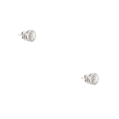 18k White Gold 0.60ctw Diamond Halo Stud Earrings