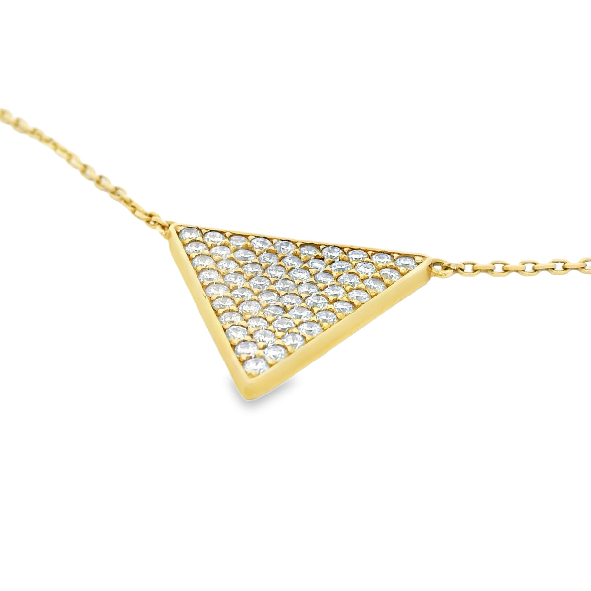14k Yellow Gold Natural Diamond Pave Triangle Pendant Necklace — product photo 4