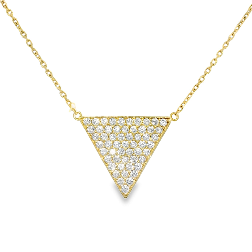 14k Yellow Gold Natural Diamond Pave Triangle Pendant Necklace — product photo 2