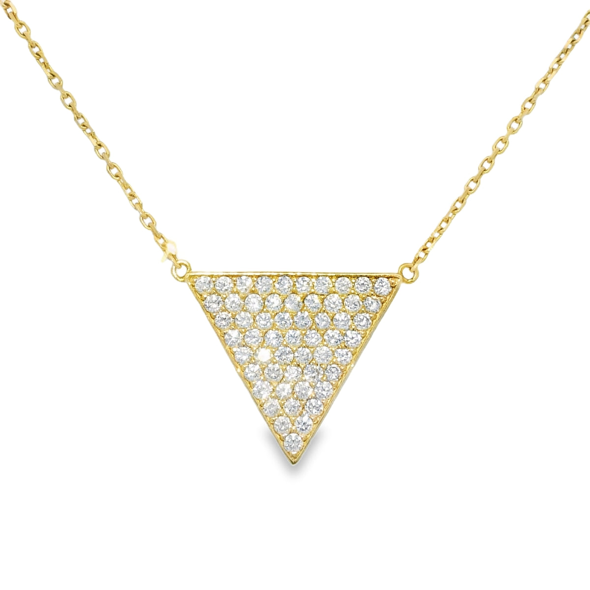 14k Yellow Gold Natural Diamond Pave Triangle Pendant Necklace — product photo 2