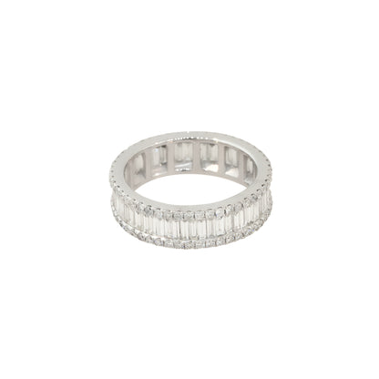 14k White Gold 3.40ctw Baguette and Round Brilliant Cut Diamond Eternity Band