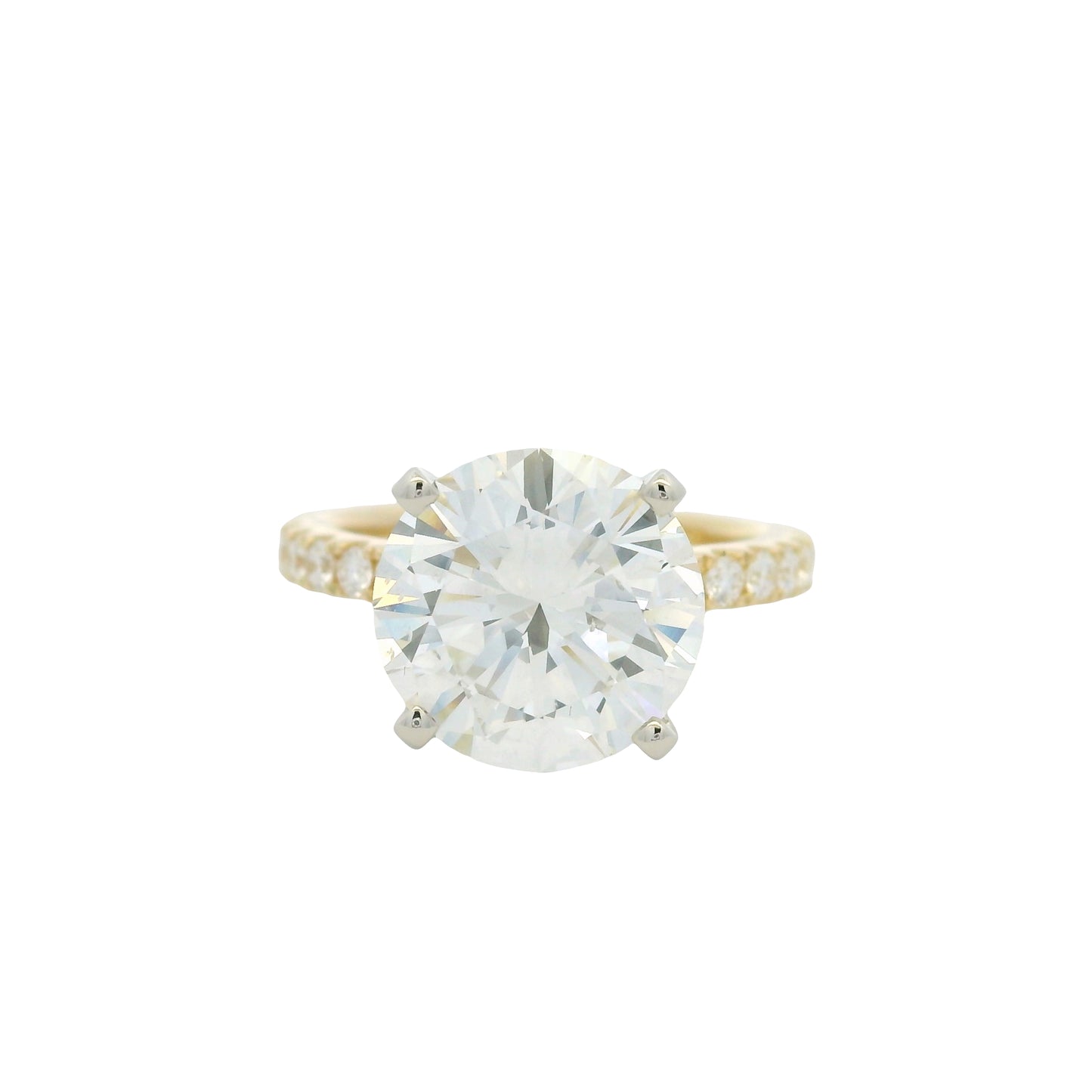 GIA 18k Yellow Gold Natural 5.03 Carat Round Brilliant Cut Diamond Engagement Ring