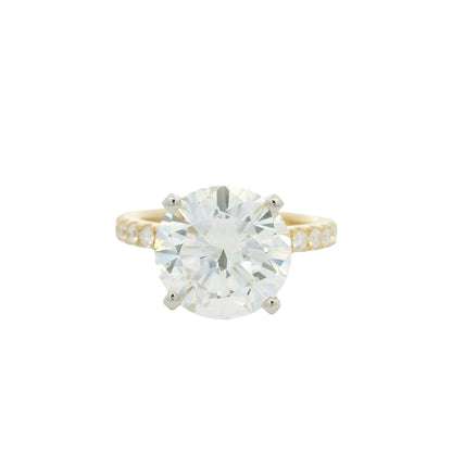 GIA 18k Yellow Gold Natural 5.03 Carat Round Brilliant Cut Diamond Engagement Ring