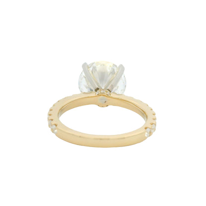 GIA 18k Yellow Gold Natural 5.03 Carat Round Brilliant Cut Diamond Engagement Ring