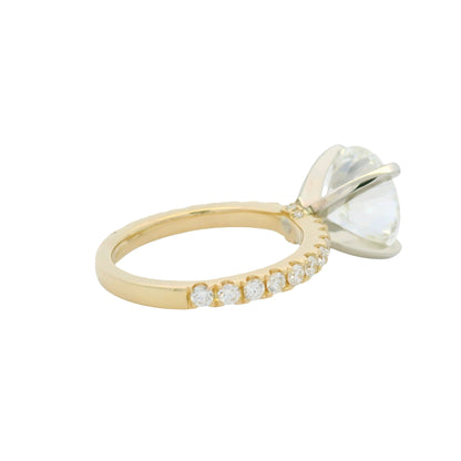GIA 18k Yellow Gold Natural 5.03 Carat Round Brilliant Cut Diamond Engagement Ring