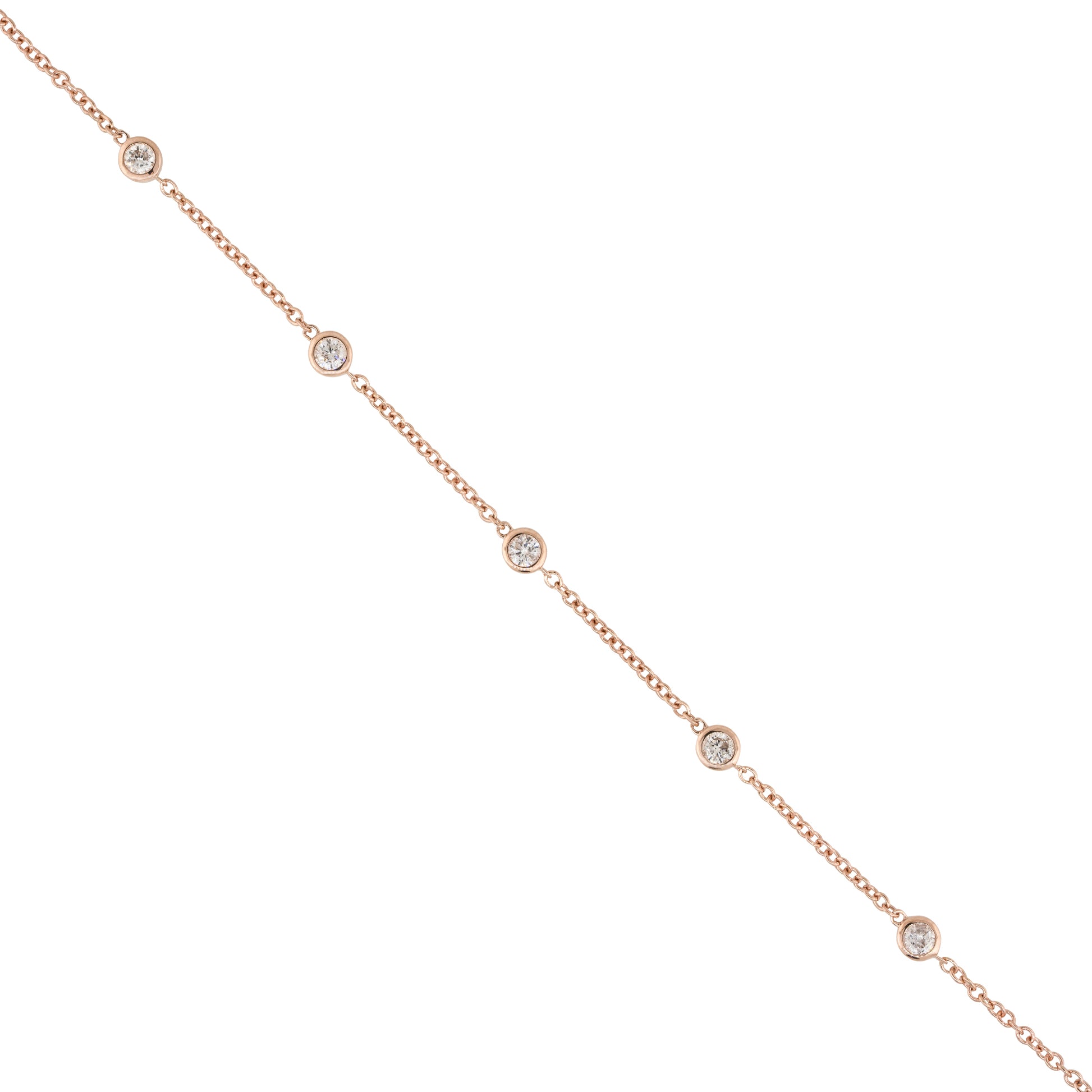14k Rose Gold 0.55ctw Round Bezel Set Diamond By The Yard Bracelet