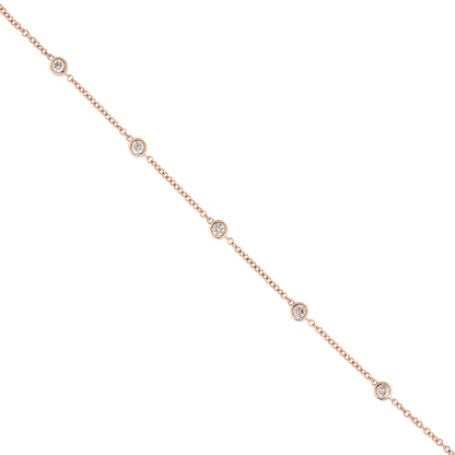 14k Rose Gold 0.55ctw Round Bezel Set Diamond By The Yard Bracelet