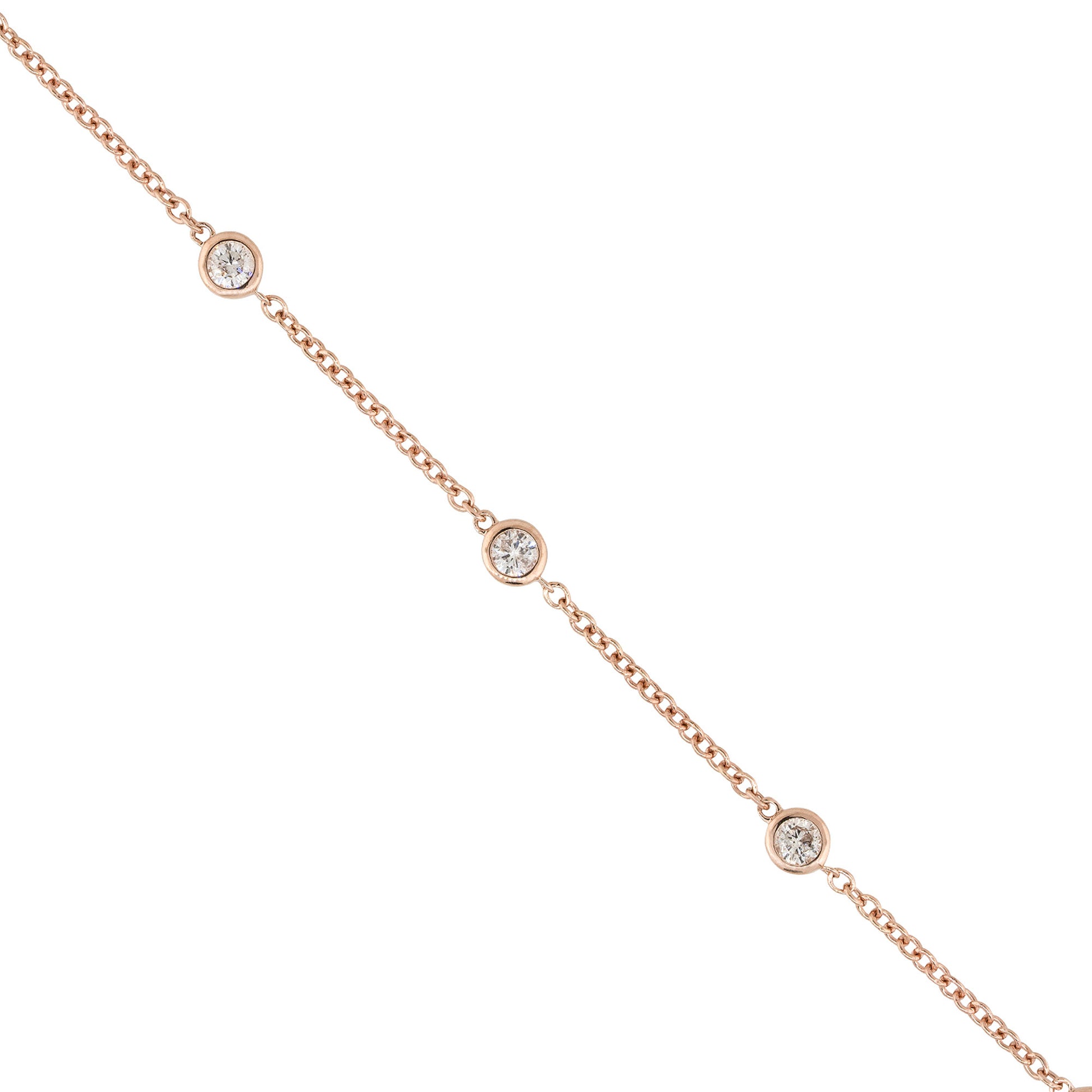 14k Rose Gold 0.55ctw Round Bezel Set Diamond By The Yard Bracelet