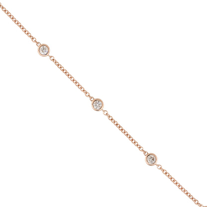 14k Rose Gold 0.55ctw Round Bezel Set Diamond By The Yard Bracelet