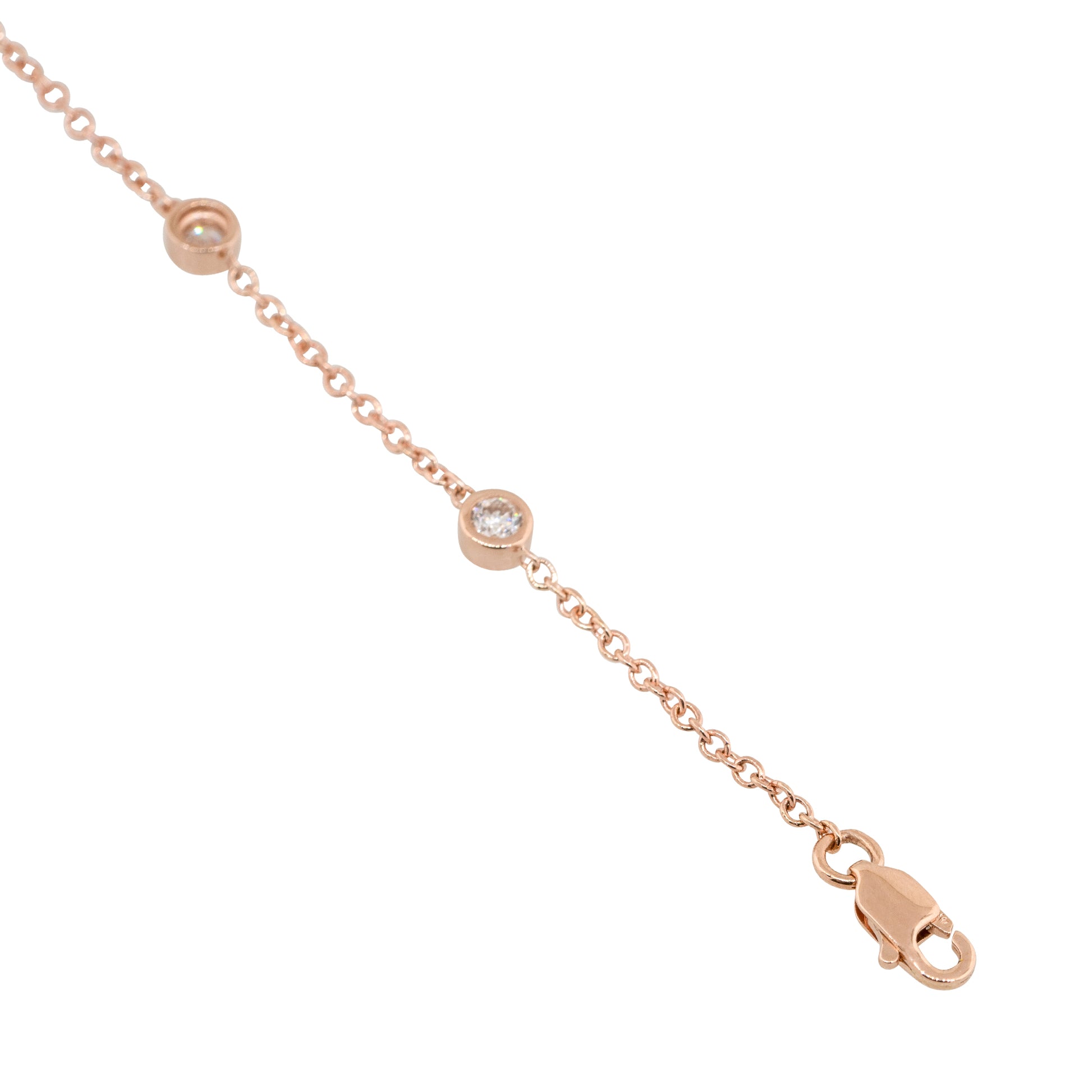 14k Rose Gold 0.55ctw Round Bezel Set Diamond By The Yard Bracelet