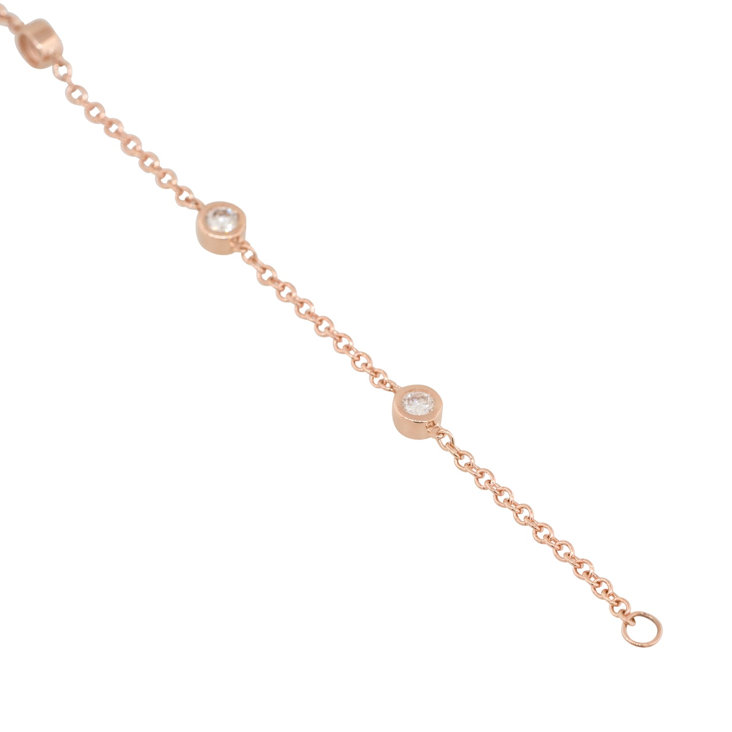 14k Rose Gold 0.55ctw Round Bezel Set Diamond By The Yard Bracelet