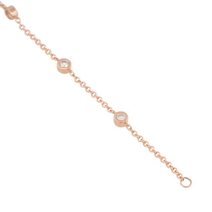14k Rose Gold 0.55ctw Round Bezel Set Diamond By The Yard Bracelet