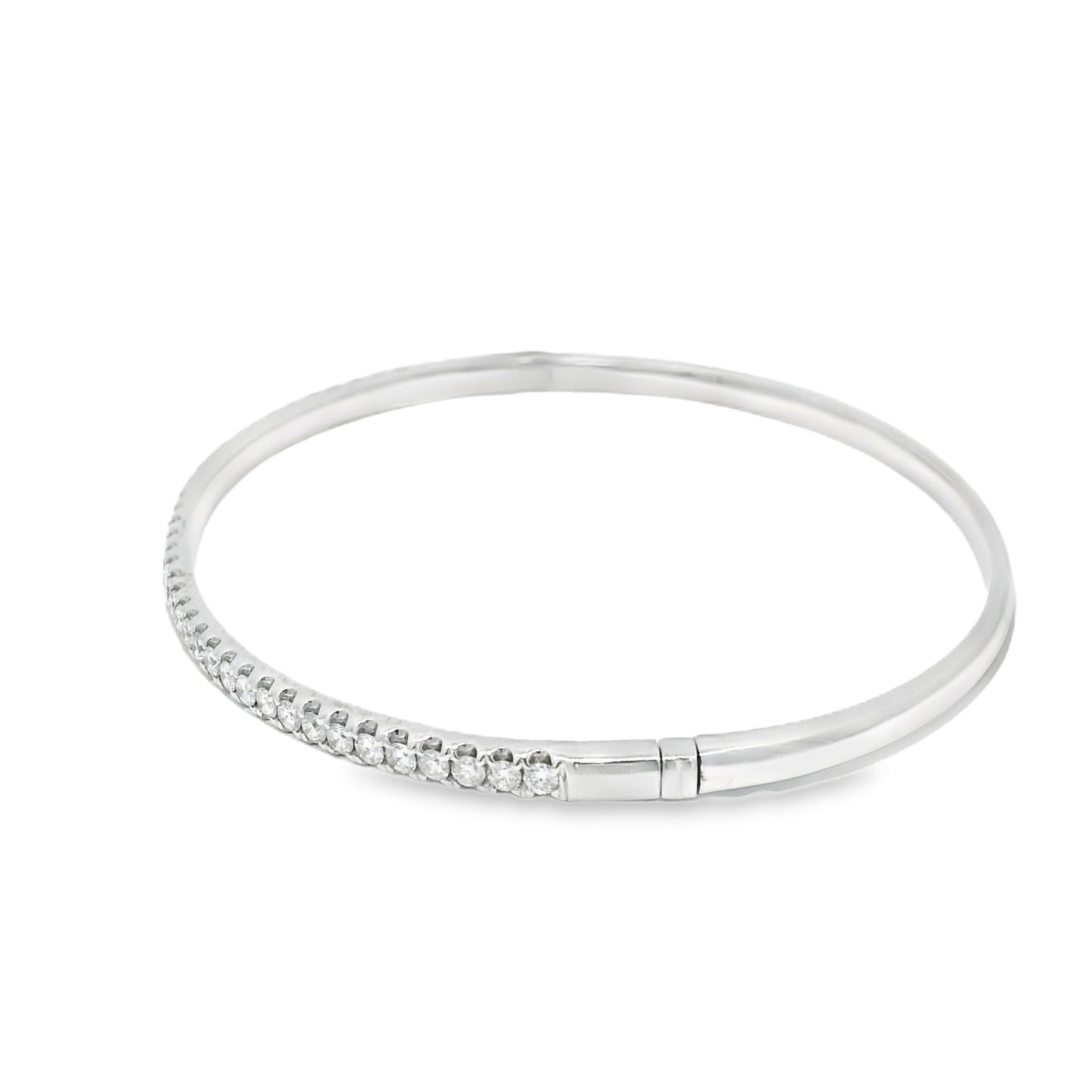 18k White Gold Natural 1.00 Carat Diamond Bangle Bracelet