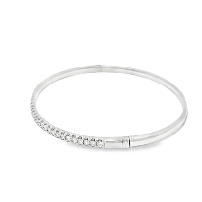18k White Gold Natural 1.00 Carat Diamond Bangle Bracelet