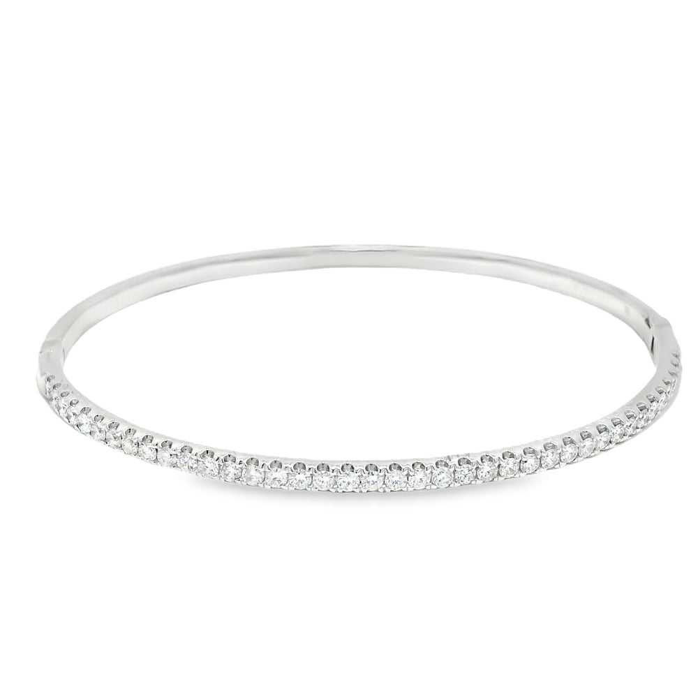 18k White Gold Natural 1.00 Carat Diamond Bangle Bracelet — product photo 1