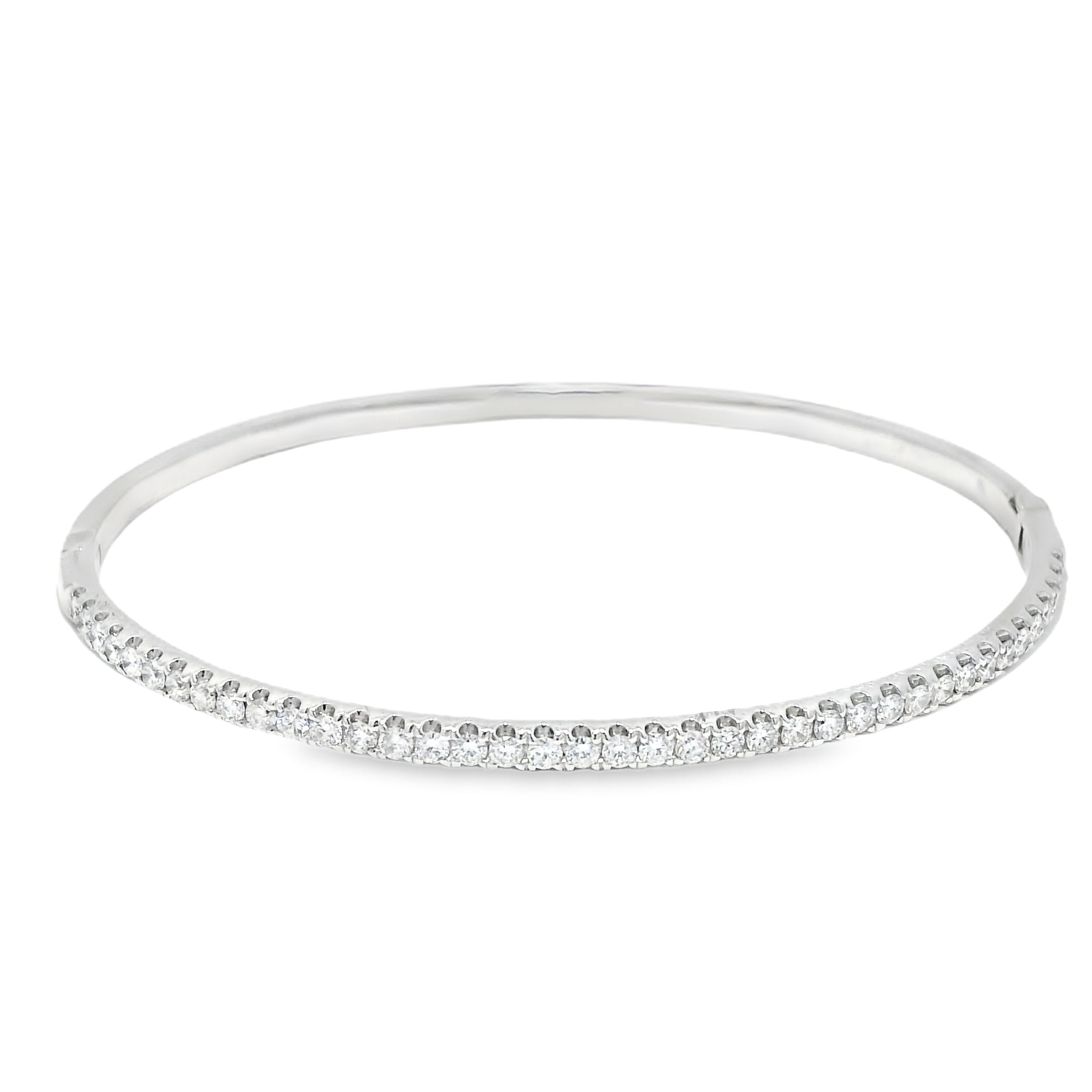 18k White Gold Natural 1.00 Carat Diamond Bangle Bracelet