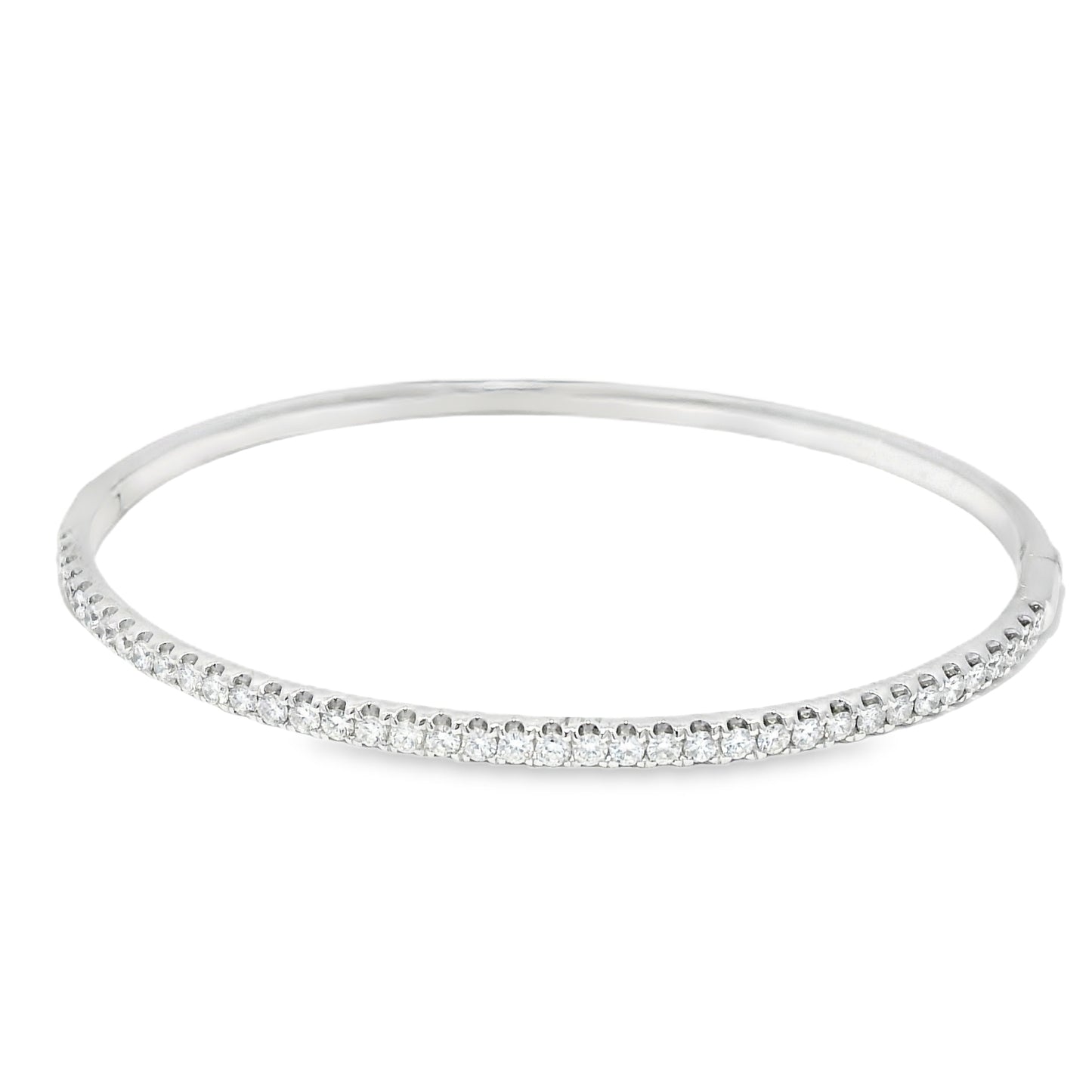 18k White Gold Natural 1.00 Carat Diamond Bangle Bracelet
