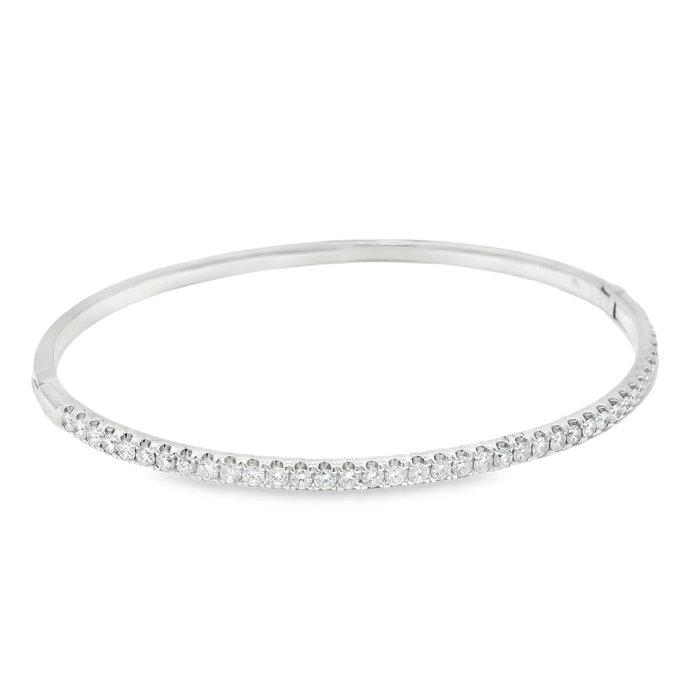 18k White Gold Natural 1.00 Carat Diamond Bangle Bracelet — product photo 2
