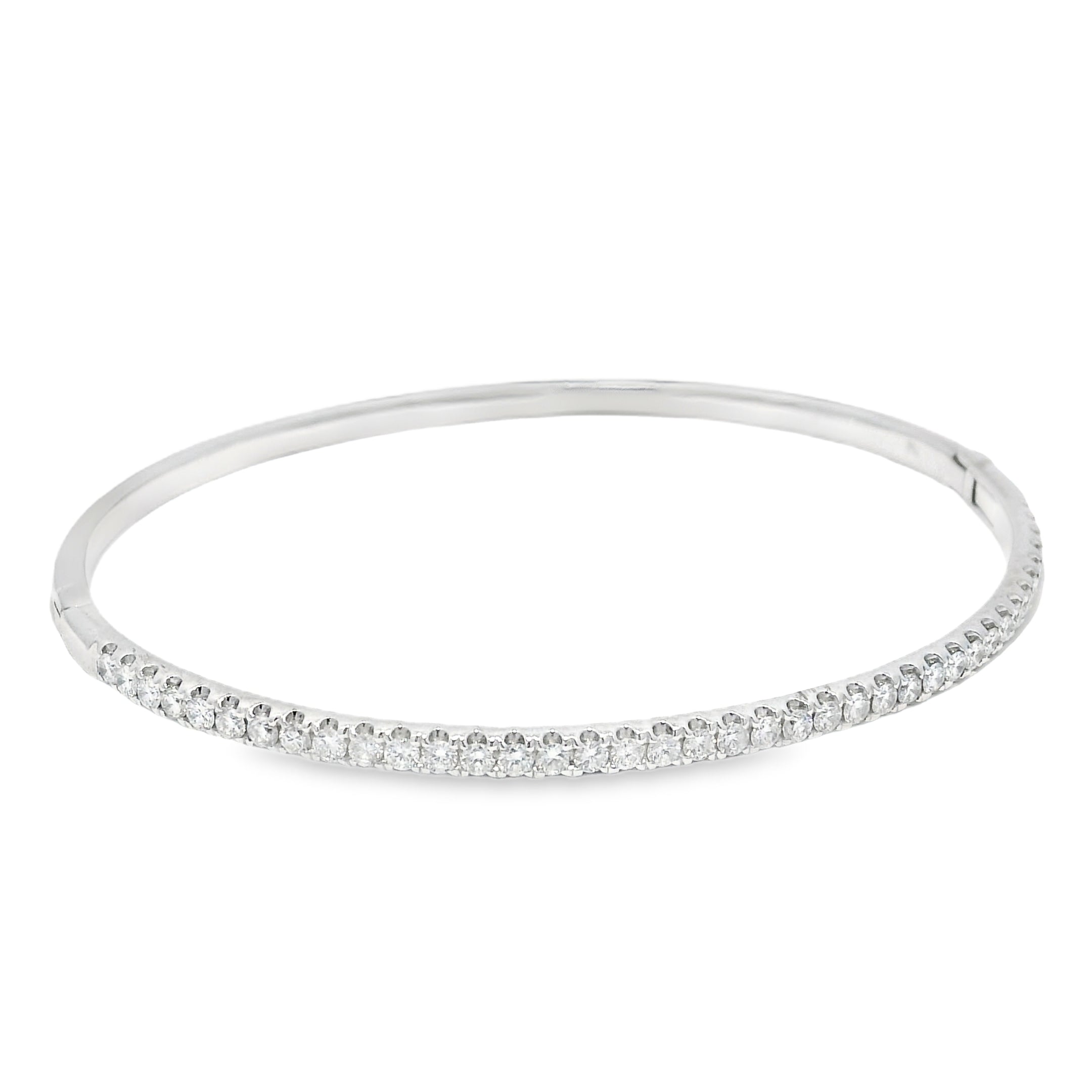 18k White Gold Natural 1.00 Carat Diamond Bangle Bracelet