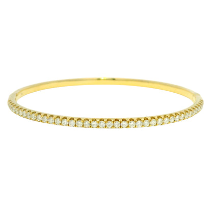 18k Yellow Gold Natural 1.0 Carat Diamond Bangle Bracelet