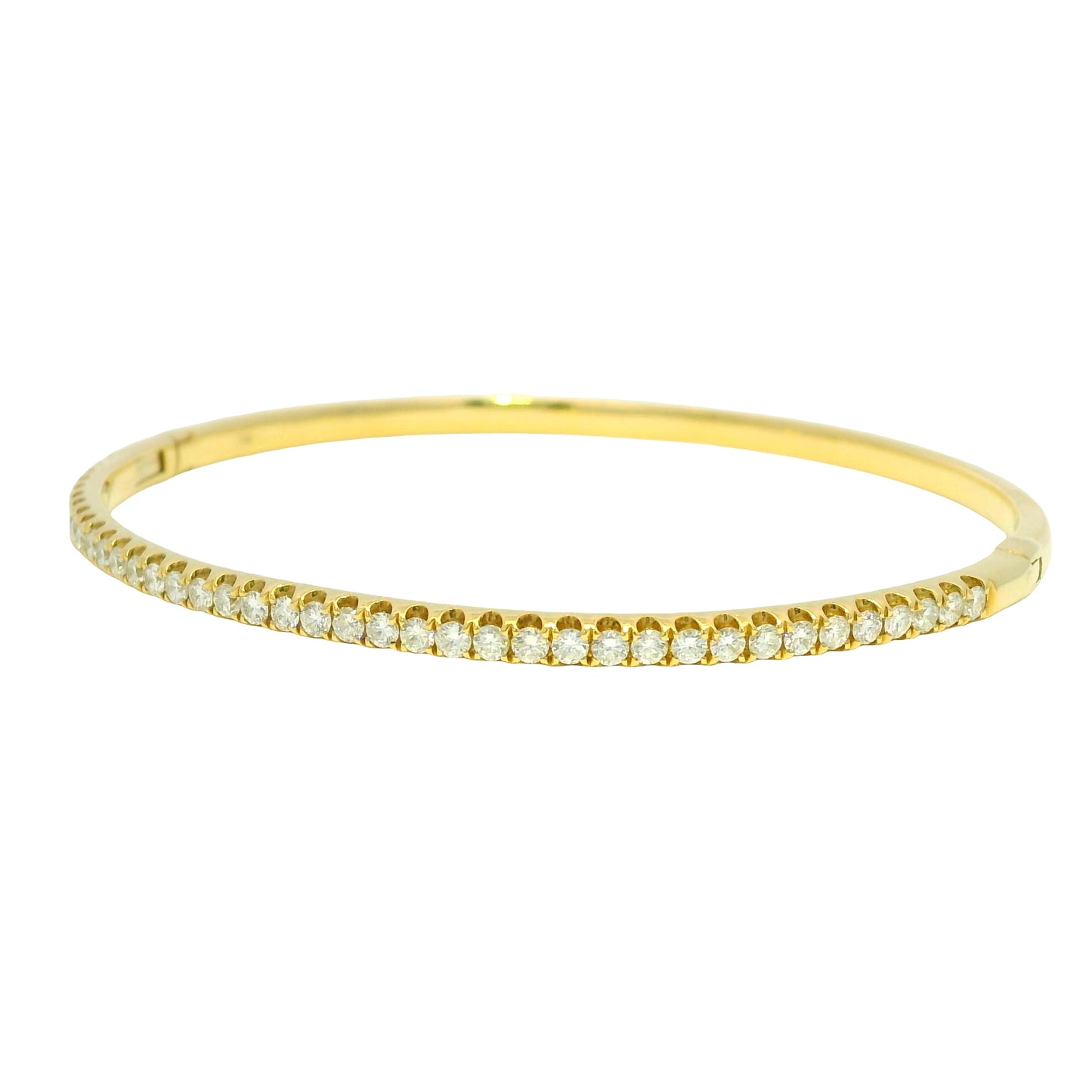 18k Yellow Gold Natural 1.0 Carat Diamond Bangle Bracelet