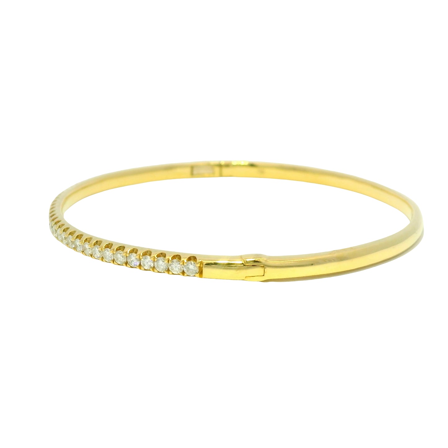 18k Yellow Gold Natural 1.0 Carat Diamond Bangle Bracelet