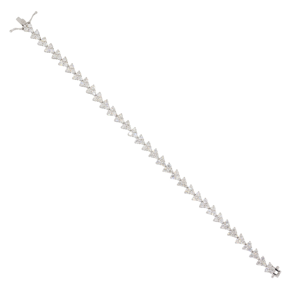 18k White Gold 4.21ctw Diamond Three Stone Tennis Bracelet