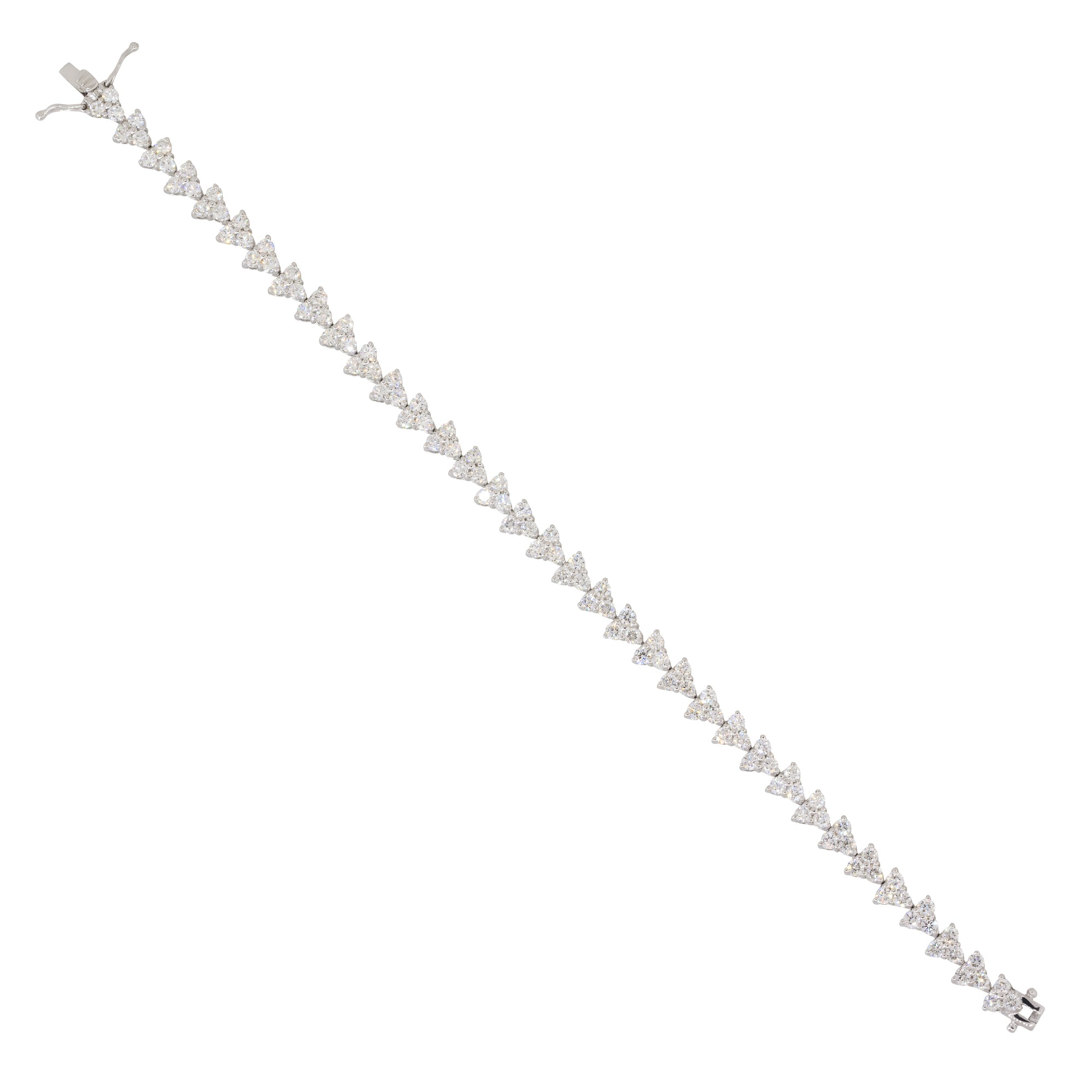 18k White Gold 4.21ctw Diamond Three Stone Tennis Bracelet