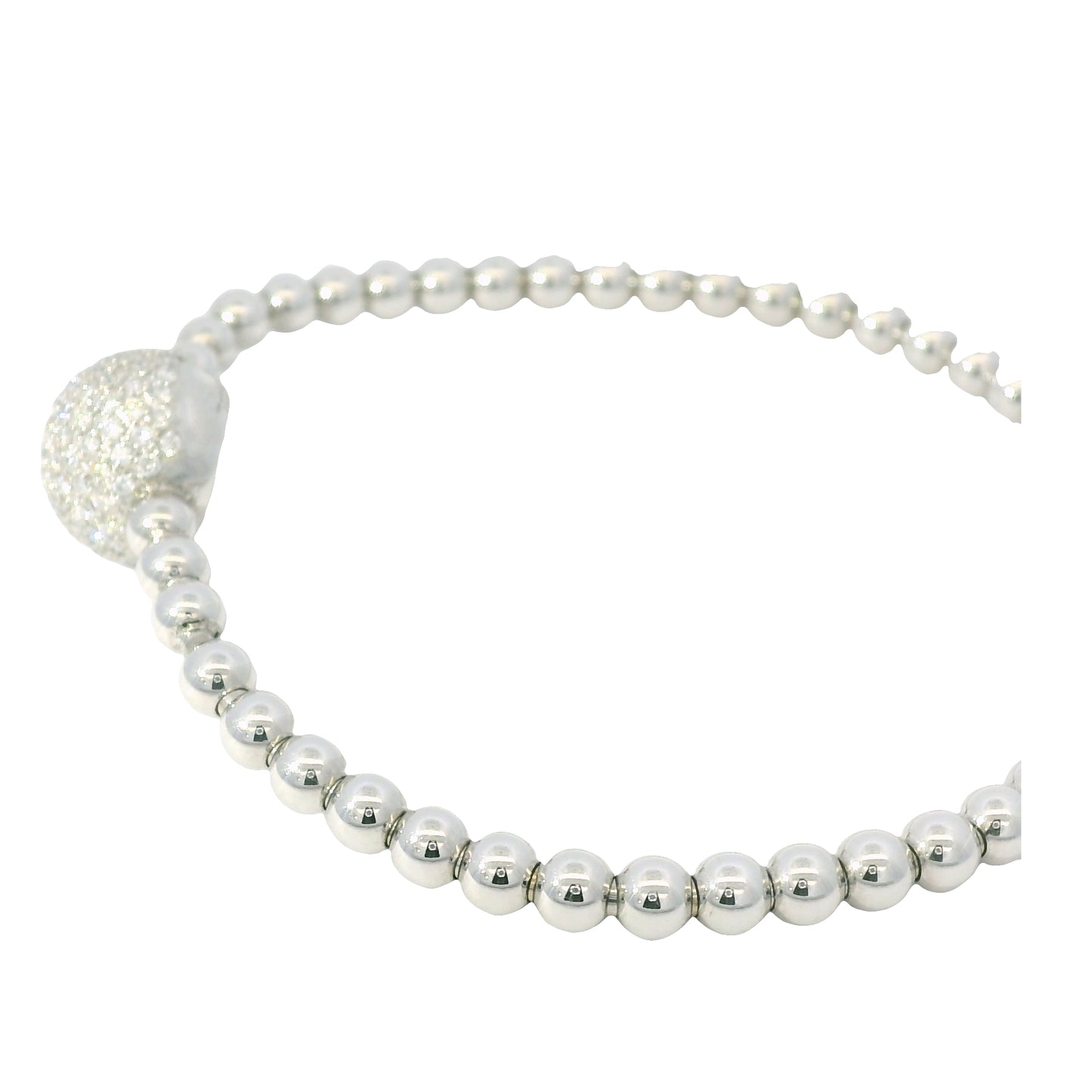 18K White Gold Natural 0.83 Carats Diamond Flexible Ball Bangel Bracelet 
