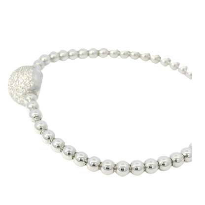 18K White Gold Natural 0.83 Carats Diamond Flexible Ball Bangel Bracelet 