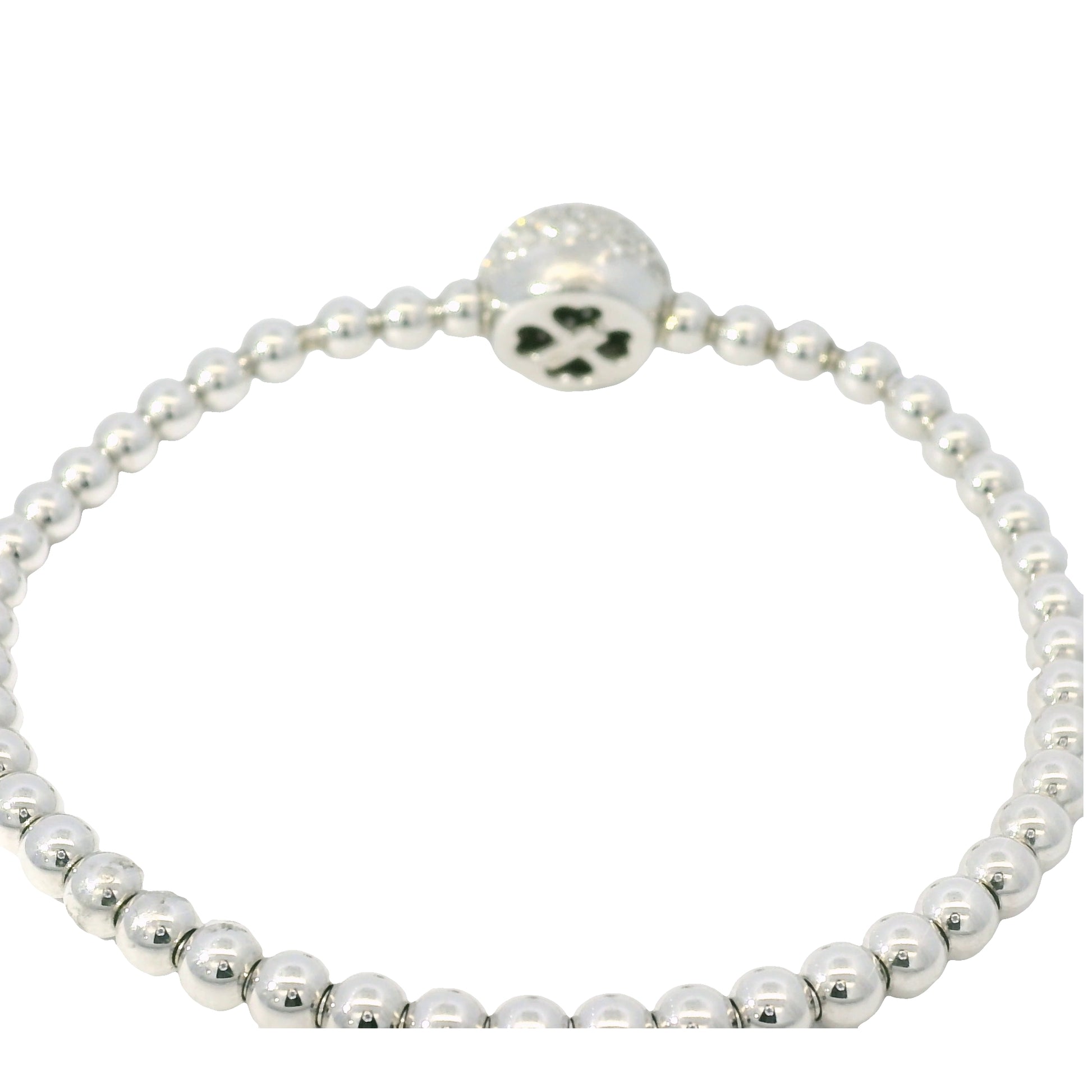 18K White Gold Natural 0.83 Carats Diamond Flexible Ball Bangel Bracelet 