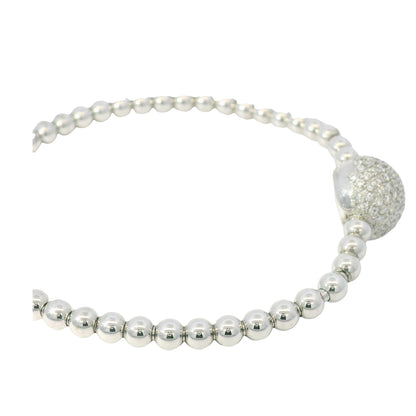 18K White Gold Natural 0.83 Carats Diamond Flexible Ball Bangel Bracelet 