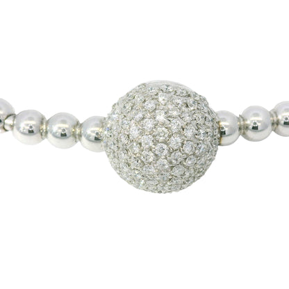 18K White Gold Natural 0.83 Carats Diamond Flexible Ball Bangel Bracelet 
