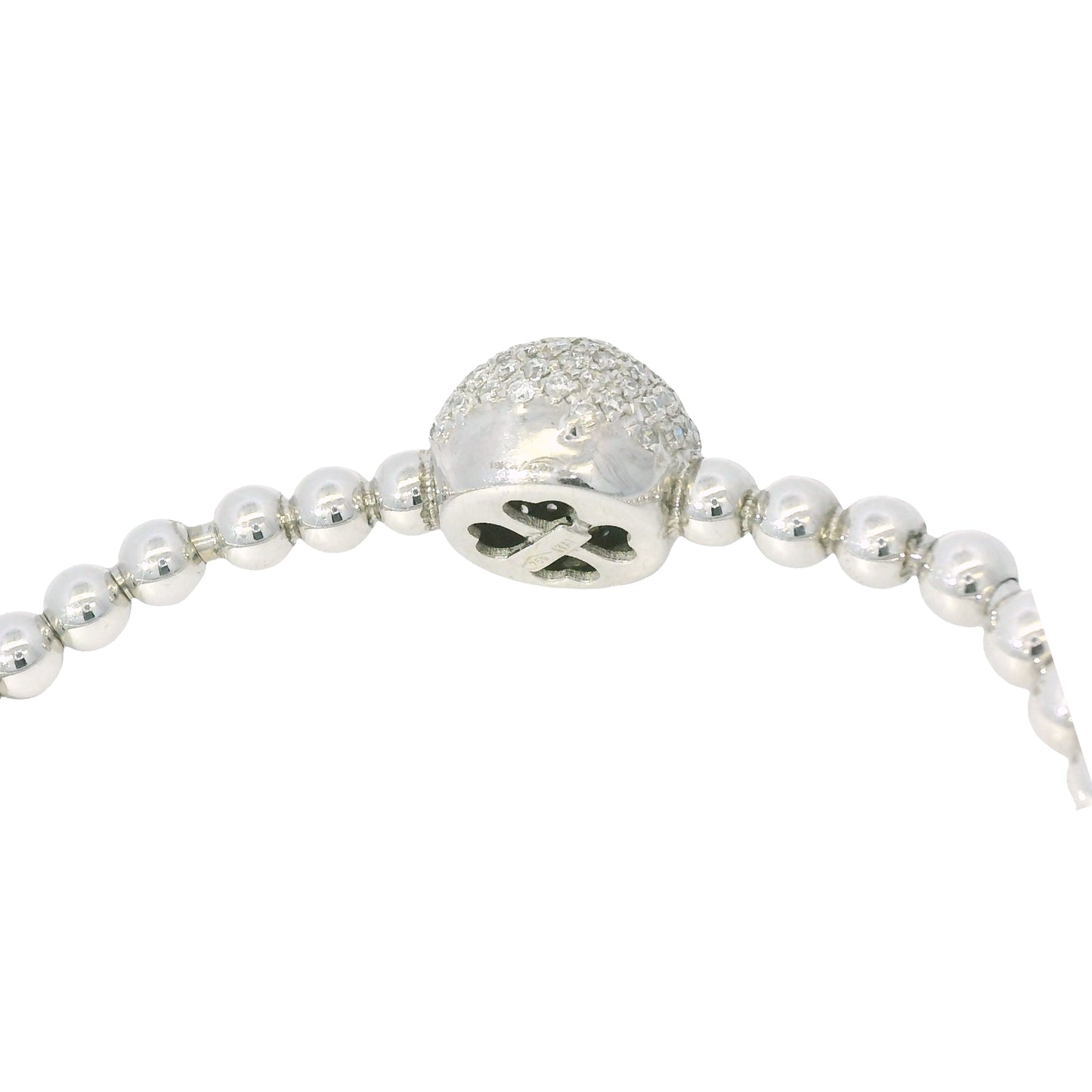 18K White Gold Natural 0.83 Carats Diamond Flexible Ball Bangel Bracelet 