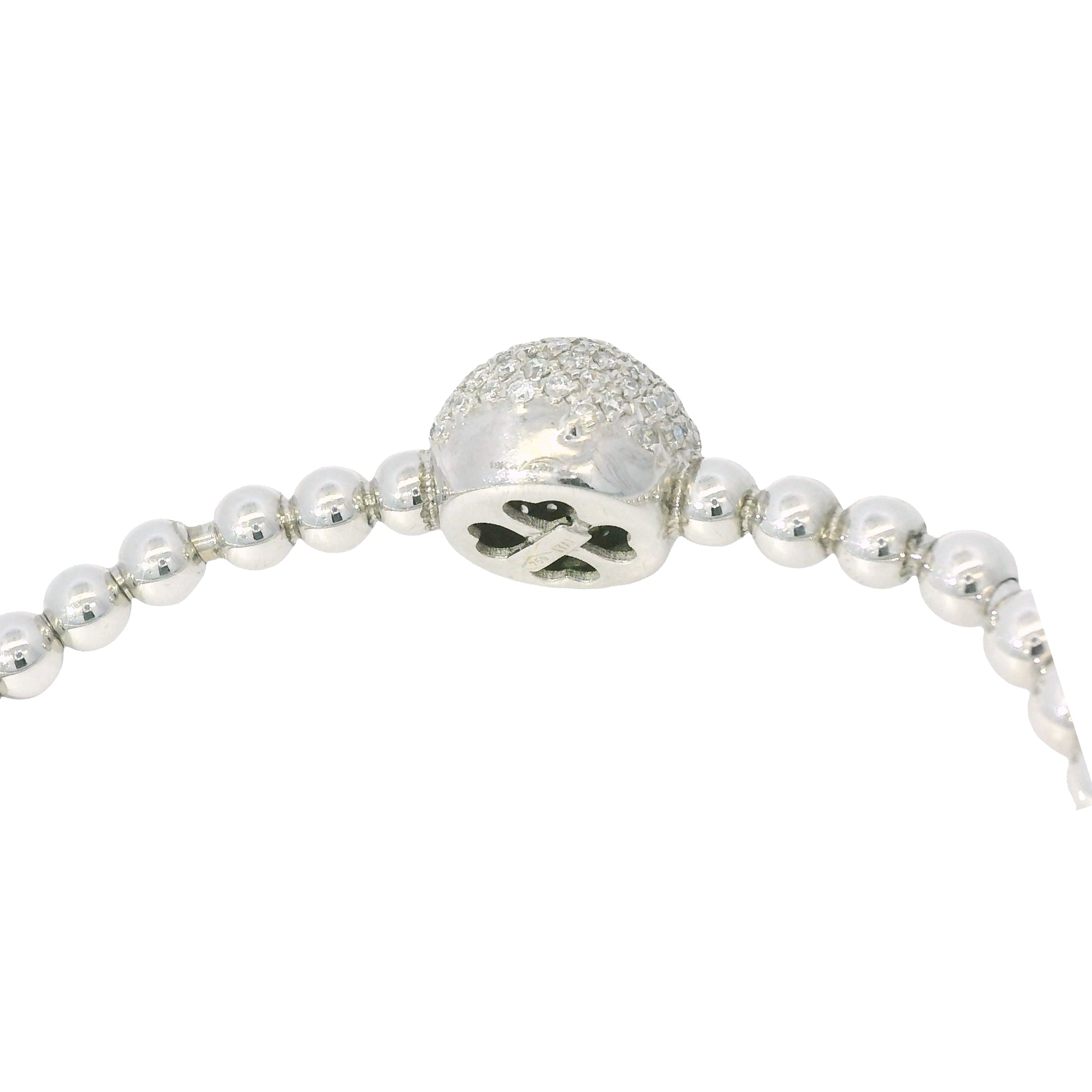 18K White Gold Natural 0.83 Carats Diamond Flexible Ball Bangel Bracelet 